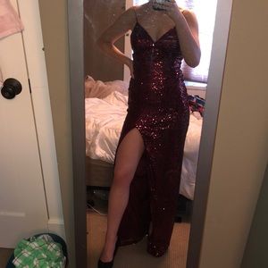 Red sequin prom dress military ball formal